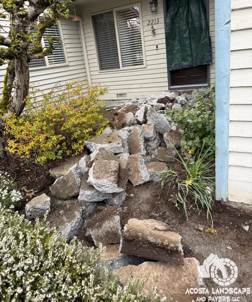 Modern Entry & Driveway Renovation Concrete Drive & Illuminated Paver Walkway in Bothell 